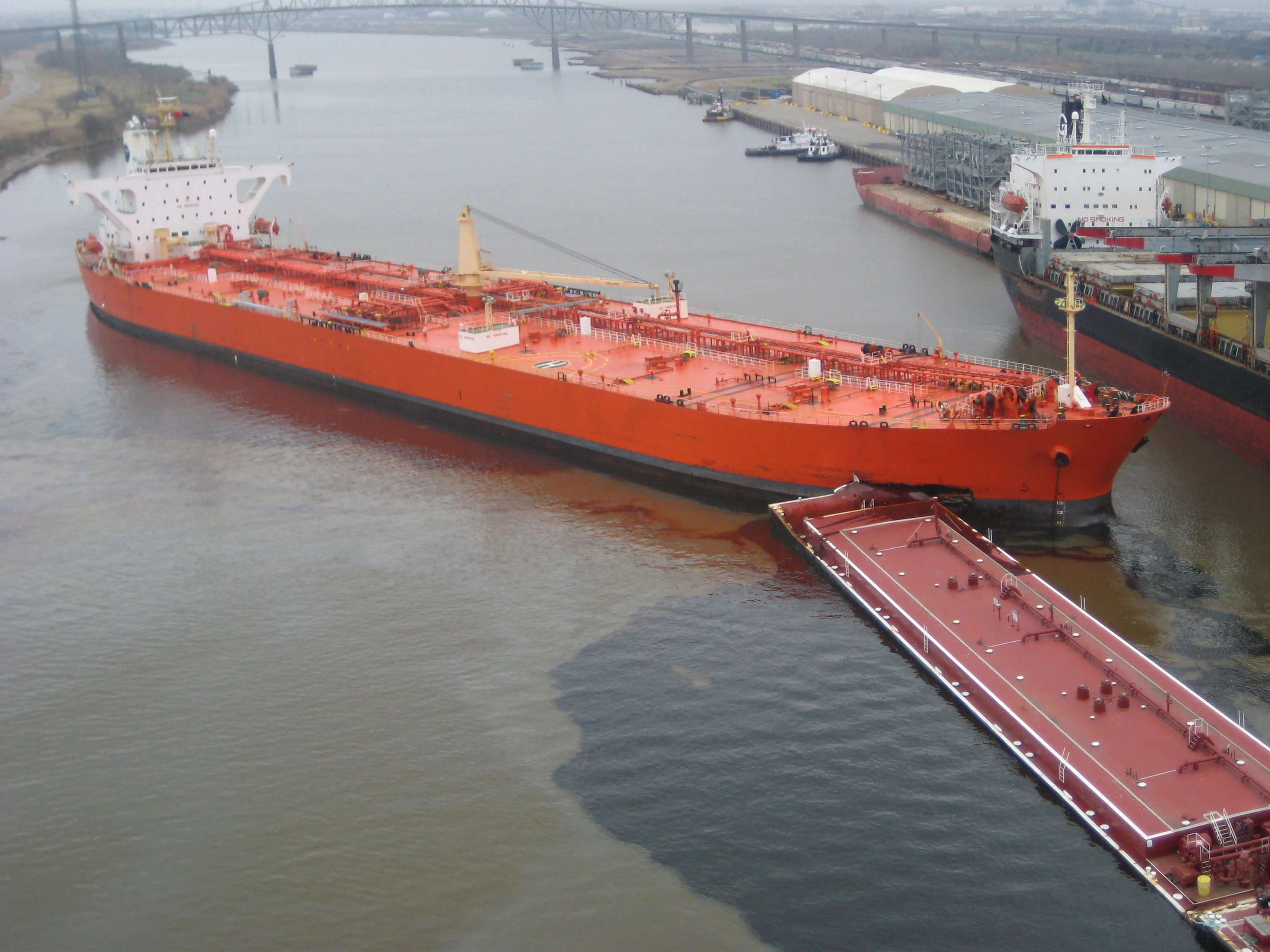 A large ship comes in to dock